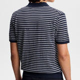 J.Lindeberg Golf Shirt - Ben Stripe Knit Regular Fit - JL Navy SH26