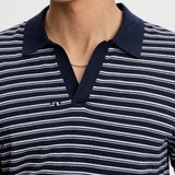 J.Lindeberg Golf Shirt - Ben Stripe Knit Regular Fit - JL Navy SH26
