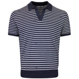 J.Lindeberg Golf Shirt - Ben Stripe Knit Regular Fit - JL Navy SH26