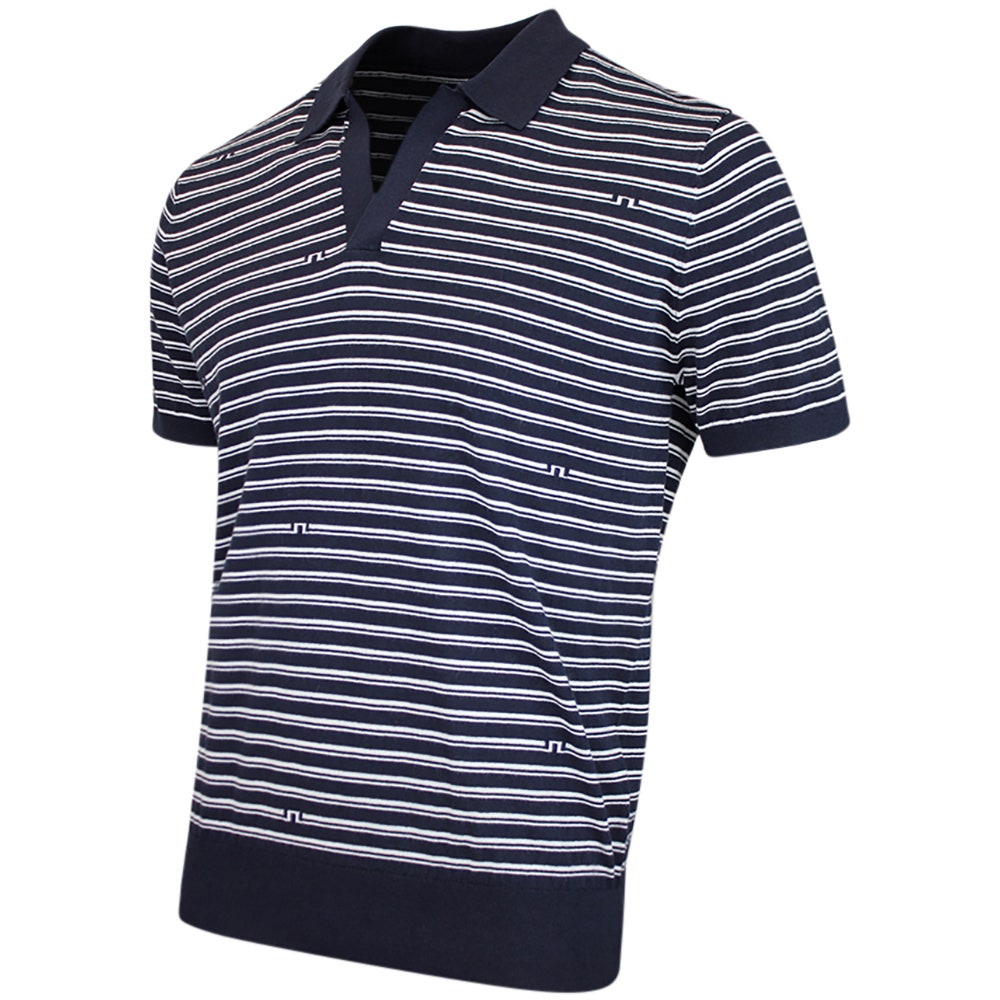 J.Lindeberg Golf Shirt - Ben Stripe Knit Regular Fit - JL Navy SH26