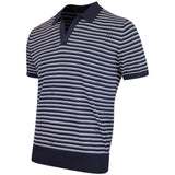 J.Lindeberg Golf Shirt - Ben Stripe Knit Regular Fit - JL Navy SH26