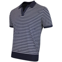 J.Lindeberg Golf Shirt - Ben Stripe Knit Regular Fit - JL Navy SH26