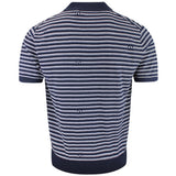 J.Lindeberg Golf Shirt - Ben Stripe Knit Regular Fit - JL Navy SH26