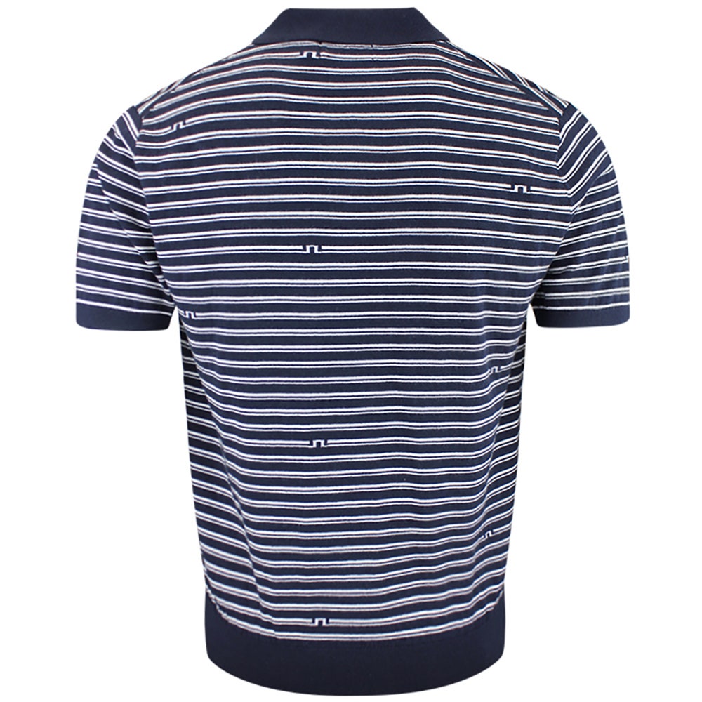 J.Lindeberg Golf Shirt - Ben Stripe Knit Regular Fit - JL Navy SH26