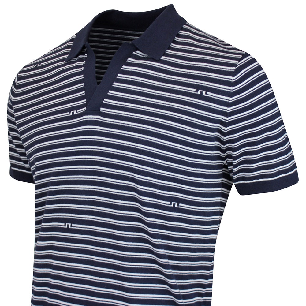 J.Lindeberg Golf Shirt - Ben Stripe Knit Regular Fit - JL Navy SH26