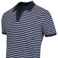 J.Lindeberg Golf Shirt - Ben Stripe Knit Regular Fit - JL Navy SH26