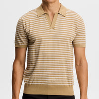 J.Lindeberg Golf Shirt - Ben Stripe Knit Regular Fit - Kelp SH26
