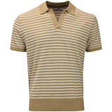 J.Lindeberg Golf Shirt - Ben Stripe Knit Regular Fit - Kelp SH26