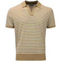 J.Lindeberg Golf Shirt - Ben Stripe Knit Regular Fit - Kelp SH26