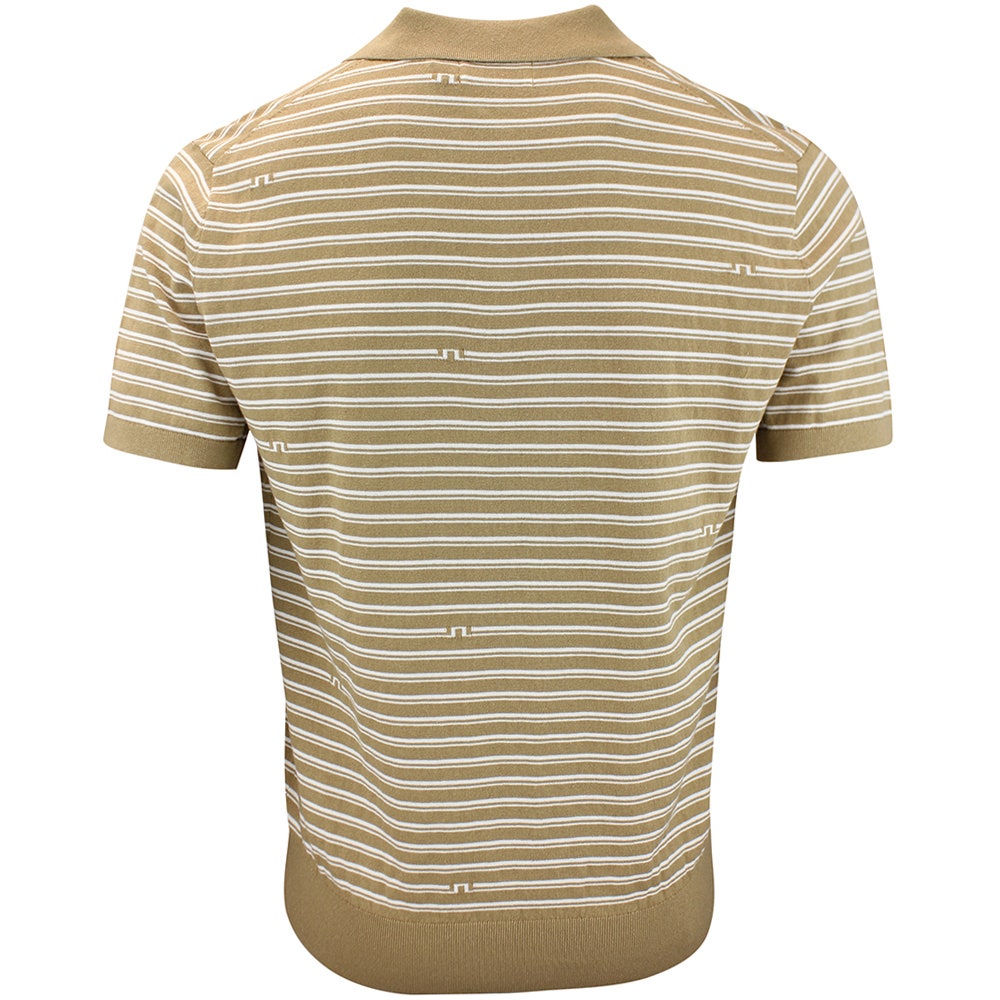 J.Lindeberg Golf Shirt - Ben Stripe Knit Regular Fit - Kelp SH26