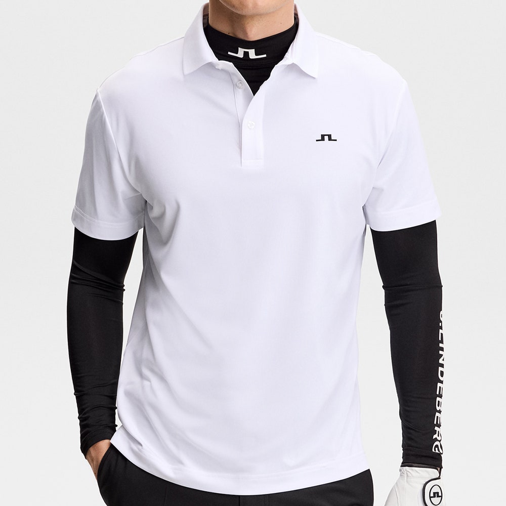 J.Lindeberg Golf Shirt - Bridge Regular Fit - White SS26