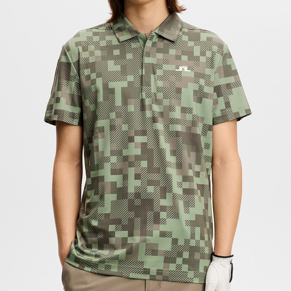 J.Lindeberg Golf Shirt - Dario M Tour 26 Print Reg. Fit - Green SS26