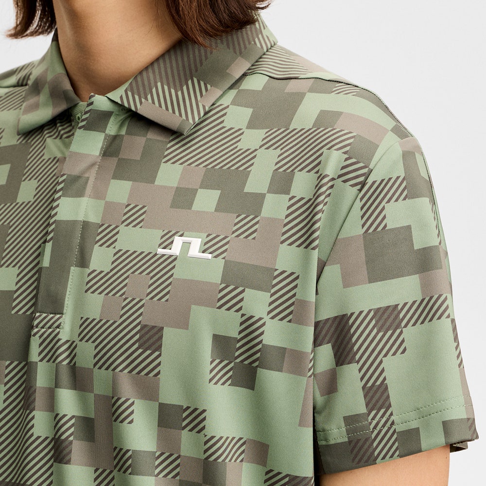 J.Lindeberg Golf Shirt - Dario M Tour 26 Print Reg. Fit - Green SS26