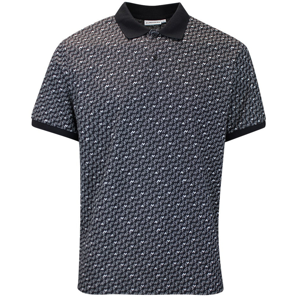 J.Lindeberg Golf Shirt - Devon Jacquard Reg. Fit Polo - Black AW26