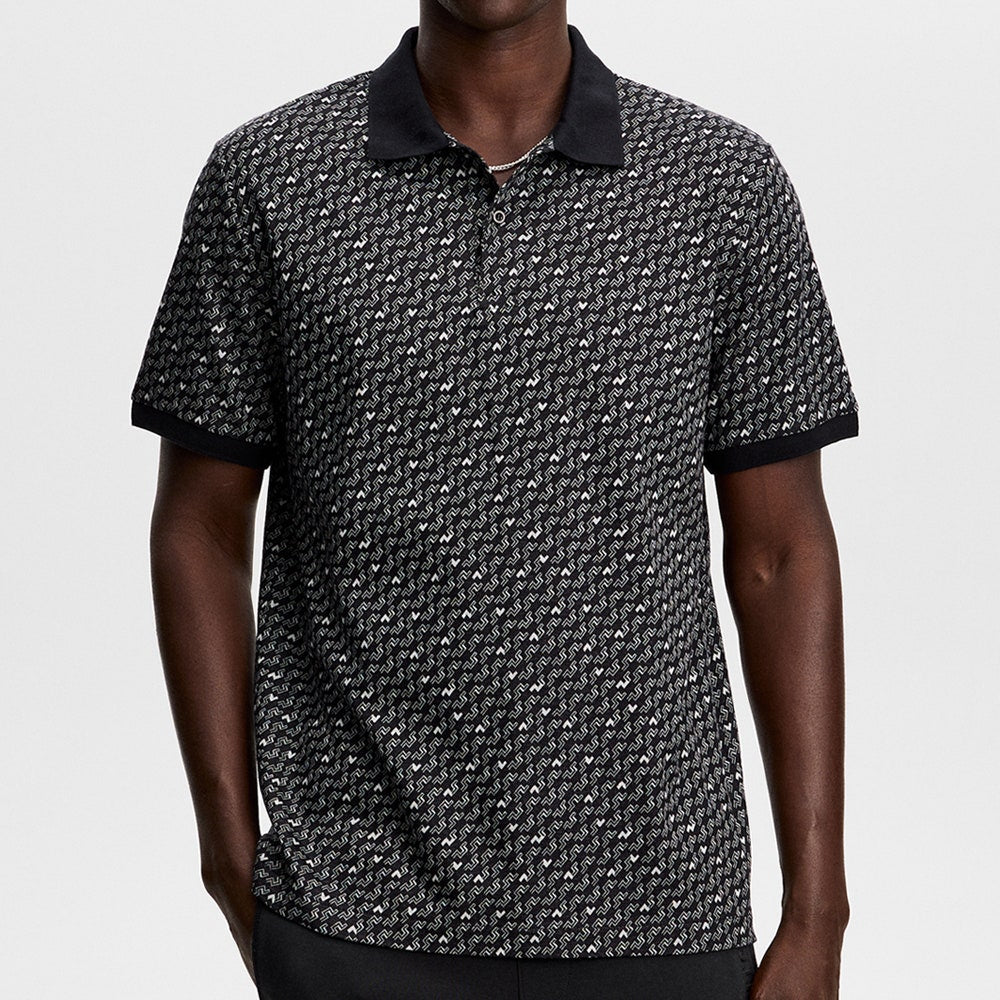 J.Lindeberg Golf Shirt - Devon Jacquard Reg. Fit Polo - Black AW26