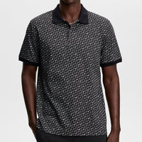 J.Lindeberg Golf Shirt - Devon Jacquard Reg. Fit Polo - Black AW26