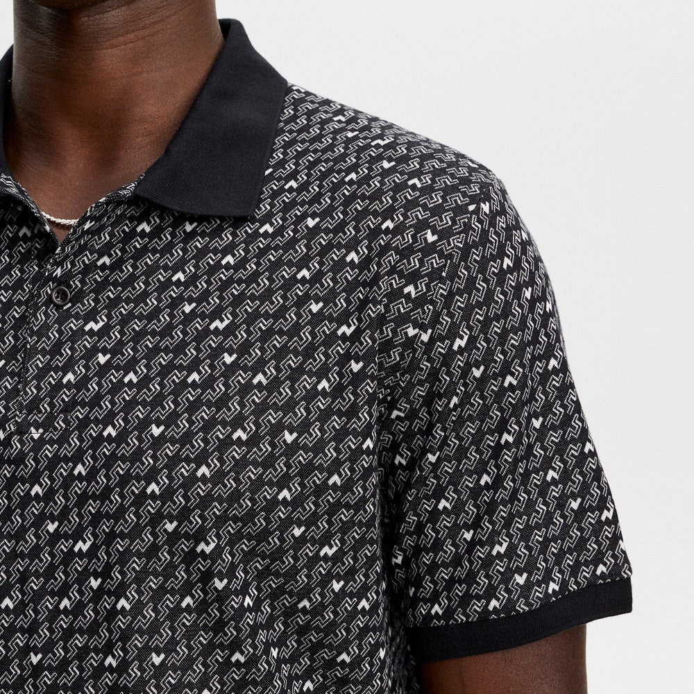 J.Lindeberg Golf Shirt - Devon Jacquard Reg. Fit Polo - Black AW26