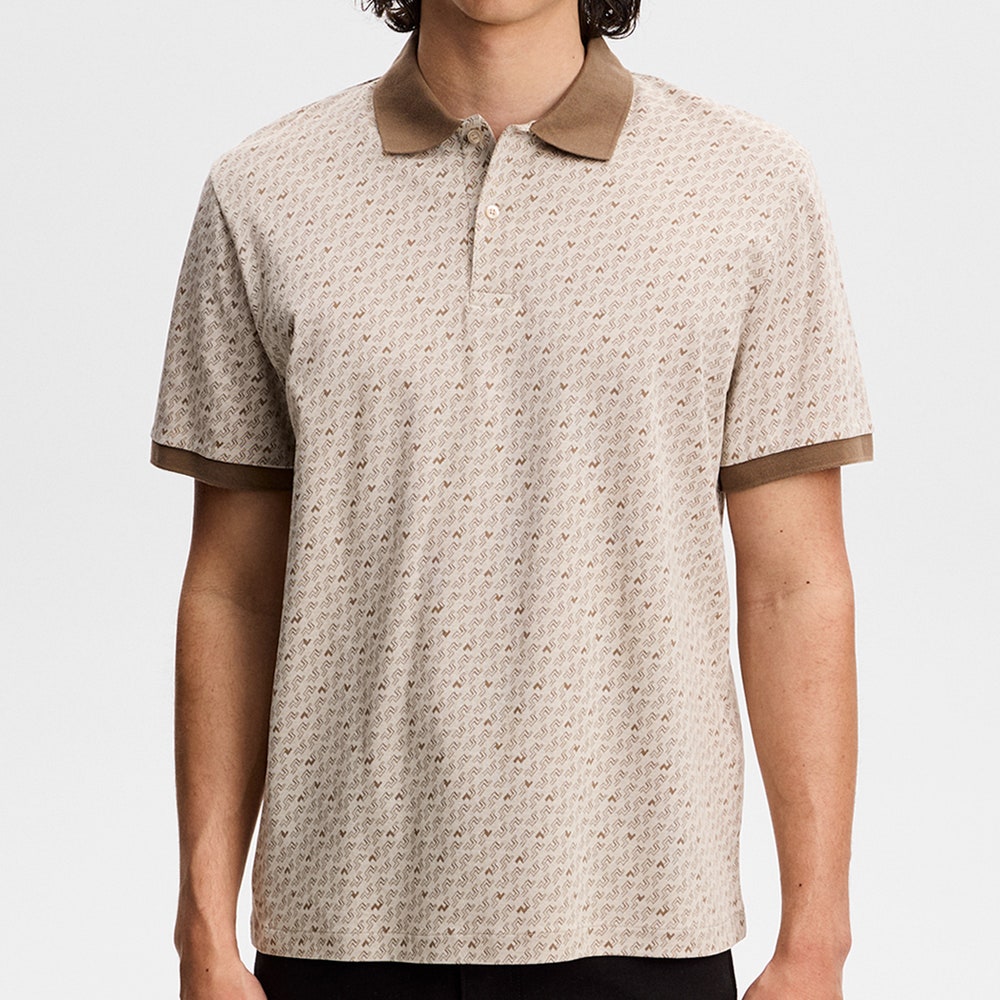J.Lindeberg Golf Shirt - Devon Jacquard Reg. Fit Polo - Moonbeam AW26