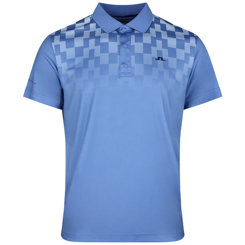 J.Lindeberg Golf Shirt - Finn Print Regular Fit - Federal Blue SS26