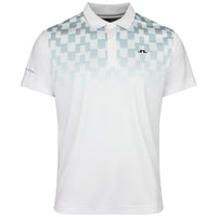 J.Lindeberg Golf Shirt - Finn Print Regular Fit - White - Blue SS26