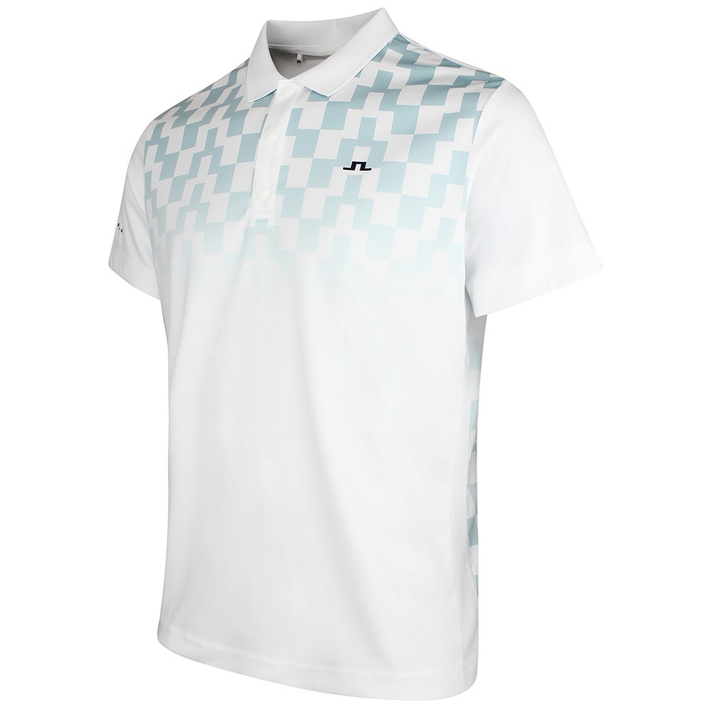 J.Lindeberg Golf Shirt - Finn Print Regular Fit - White - Blue SS26
