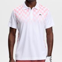 J.Lindeberg Golf Shirt - Finn Print Regular Fit - White - Pink SS26