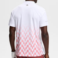 J.Lindeberg Golf Shirt - Finn Print Regular Fit - White - Pink SS26
