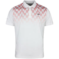 J.Lindeberg Golf Shirt - Finn Print Regular Fit - White - Pink SS26