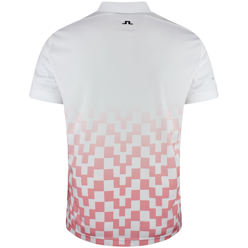 J.Lindeberg Golf Shirt - Finn Print Regular Fit - White - Pink SS26