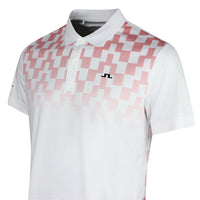 J.Lindeberg Golf Shirt - Finn Print Regular Fit - White - Pink SS26