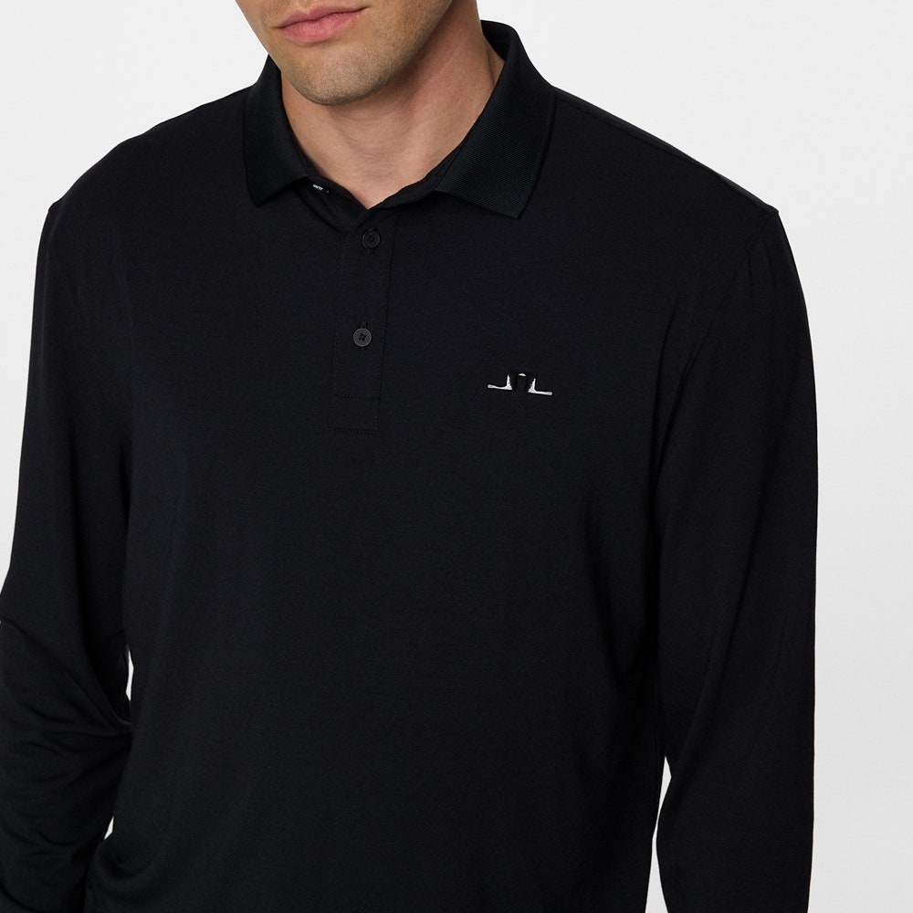 J.Lindeberg Golf Shirt - Florian LS Regular Fit - Black AW25
