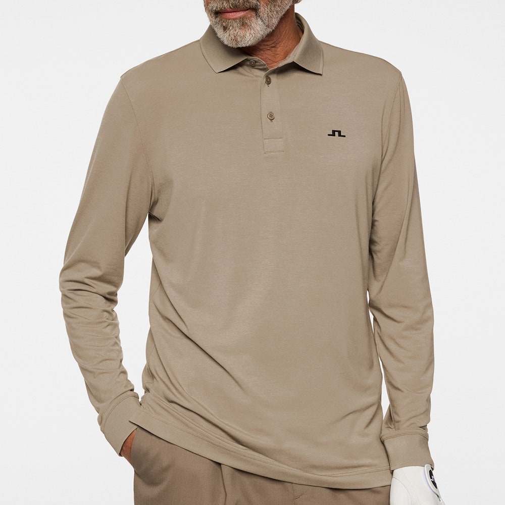 J.Lindeberg Golf Shirt - Florian LS Regular Fit - Brindle PS26