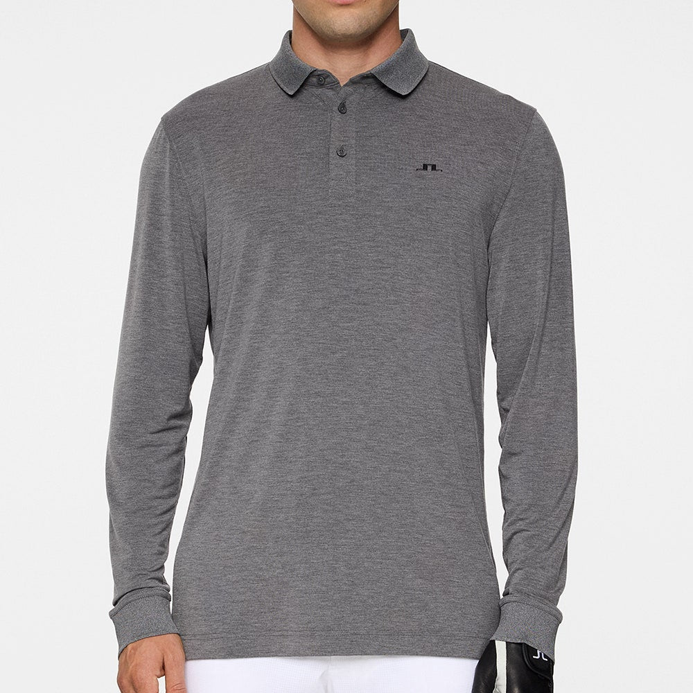 J.Lindeberg Golf Shirt - Florian LS Regular Fit - Dark Grey Mel. PS26
