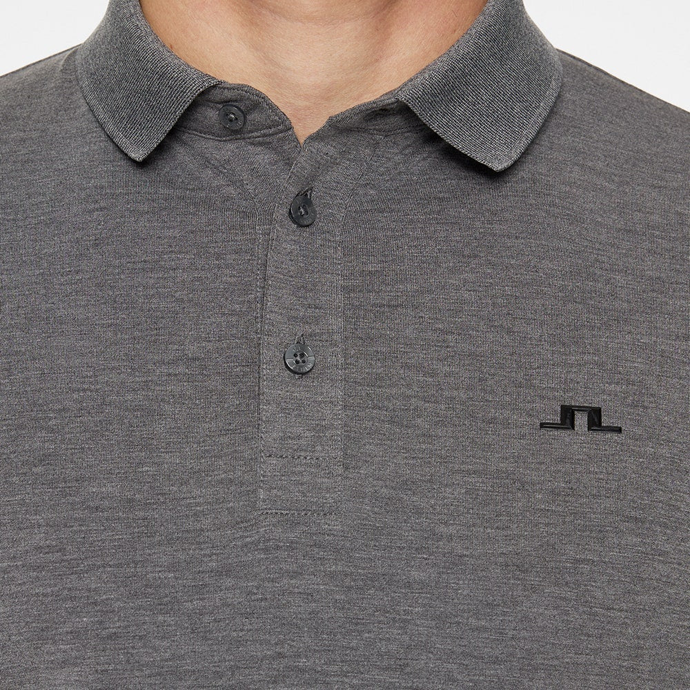 J.Lindeberg Golf Shirt - Florian LS Regular Fit - Dark Grey Mel. PS26