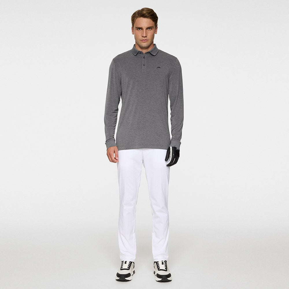 J.Lindeberg Golf Shirt - Florian LS Regular Fit - Dark Grey Mel. PS26