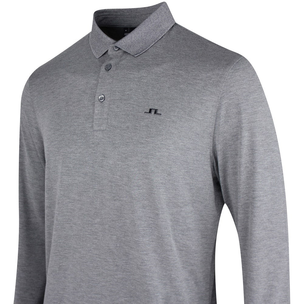 J.Lindeberg Golf Shirt - Florian LS Regular Fit - Dark Grey Mel. PS26