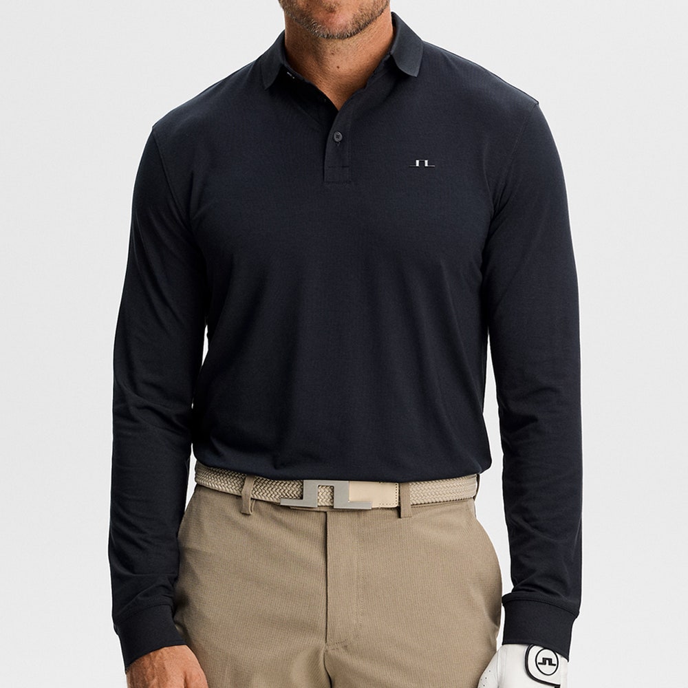 J.Lindeberg Golf Shirt - Florian Reg. Fit LS Polo - Black AW26