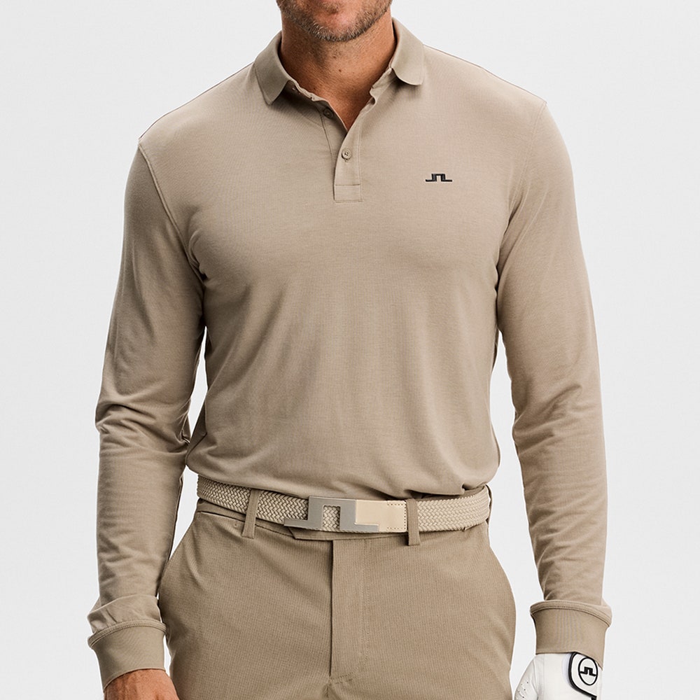 J.Lindeberg Golf Shirt - Florian Reg. Fit LS Polo - Brindle AW26