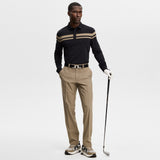 J.Lindeberg Golf Shirt - Kenny LS Stripe Polo - Black AW26