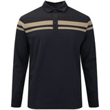J.Lindeberg Golf Shirt - Kenny LS Stripe Polo - Black AW26