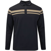 J.Lindeberg Golf Shirt - Kenny LS Stripe Polo - Black AW26