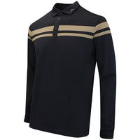 J.Lindeberg Golf Shirt - Kenny LS Stripe Polo - Black AW26