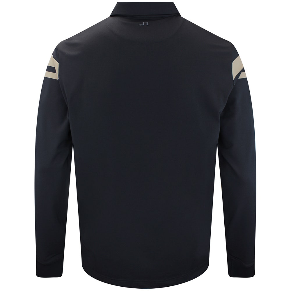 J.Lindeberg Golf Shirt - Kenny LS Stripe Polo - Black AW26