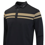 J.Lindeberg Golf Shirt - Kenny LS Stripe Polo - Black AW26
