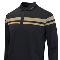 J.Lindeberg Golf Shirt - Kenny LS Stripe Polo - Black AW26