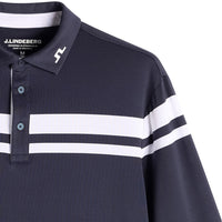 J.Lindeberg Golf Shirt - Kenny LS Stripe Polo - JL Navy AW26