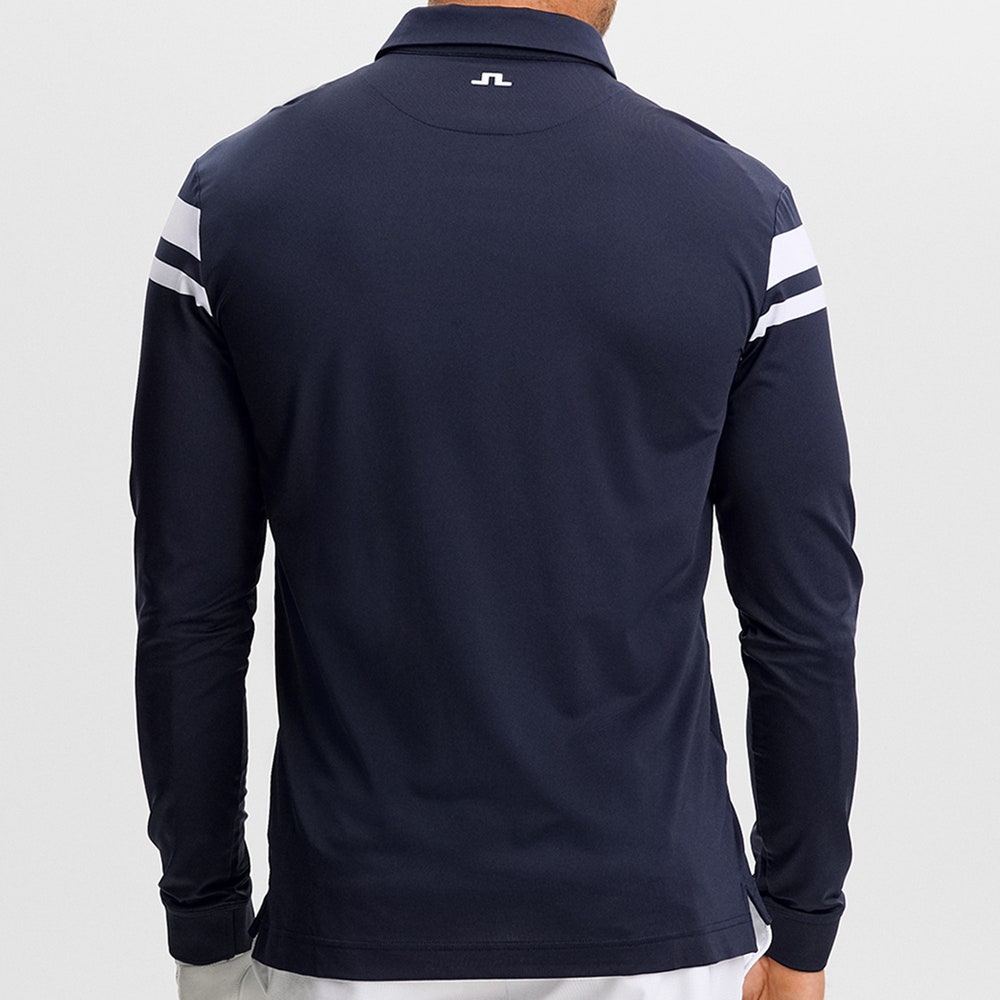J.Lindeberg Golf Shirt - Kenny LS Stripe Polo - JL Navy AW26