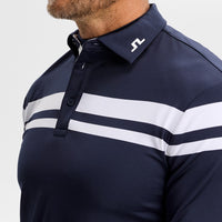 J.Lindeberg Golf Shirt - Kenny LS Stripe Polo - JL Navy AW26