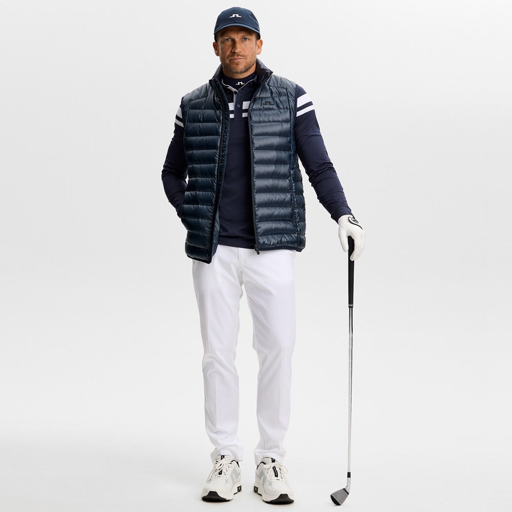 J.Lindeberg Golf Shirt - Kenny LS Stripe Polo - JL Navy AW26