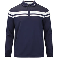 J.Lindeberg Golf Shirt - Kenny LS Stripe Polo - JL Navy AW26